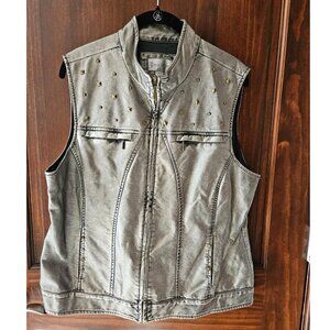 Erin London Gray Leather Vest, Size Large